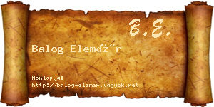 Balog Elemér névjegykártya
